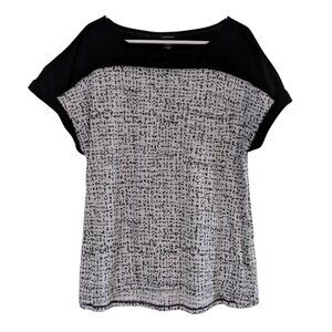 Calvin Klein Jeans Women's Cap Sleeve Knit Top, Black White, Plus Size XXL